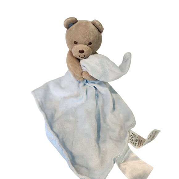 Child Of Mine By Carters Blue Teddy Bear Security Blanket - Picture 1 of 3